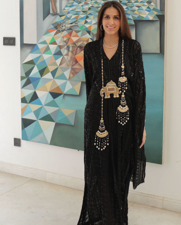 Black Jhoomar kaftan