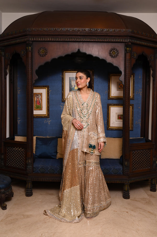 Champagne Gold Shimmer Sharara